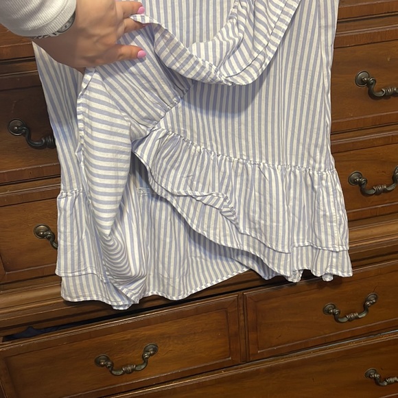 NWT Blue and white striped GAP nautical faux wrap cotton midi skirt with ruffle - Picture 6 of 6